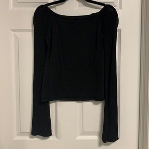 Ann Taylor Black Bell Sleeve Knit Top